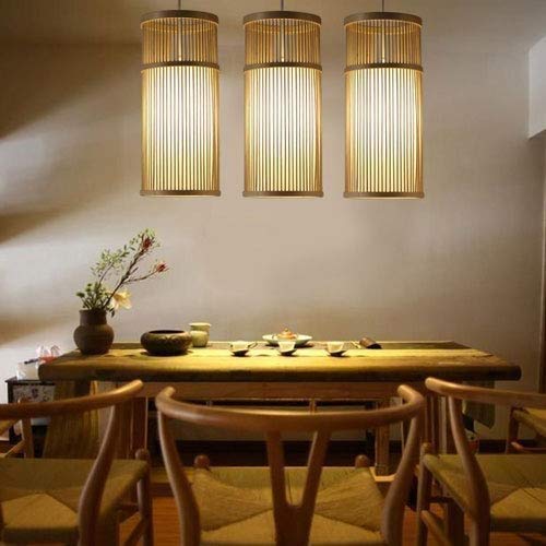 Lámpara de techo de madera E27 con altura ajustable para comedor 3