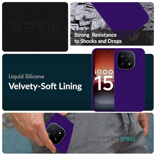 Image of SPRIG Compatible with IQOO 15 5G SilkTone Silicone Back Cover Drop Tested Shock Proof Mobile Case for Men, Women, Boys and Girls with Camera Protection (Dark Violet)