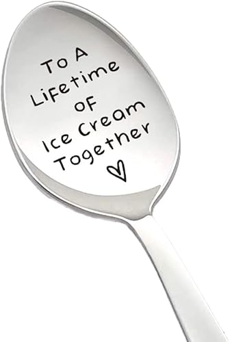 Cucharas de regalo de cumpleaños de aniversario para pareja a la vida de helado juntos cuchara para marido, novia, regalos de Navidad de esposa,
