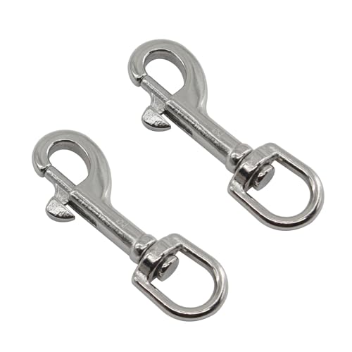 (2 Pieces) M6 Swivel Eye Snap Hooks 304 Stainless Steel Single Ended Trigger Chain Clip for Dog Leash,Key Chain,Boat Ropes and Cages