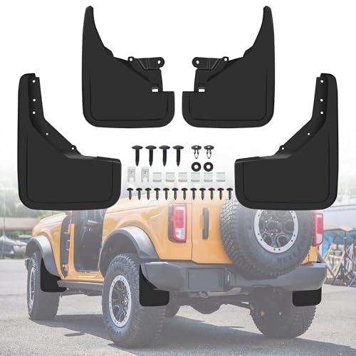 Image of Mud Flaps Compatible with Ford Bronco 2021-2023 2 /4 Door, Front Rear Tire Mud Guards Fender Flares,Wheel Splash Guard Function Upgrade Accessories, Black 4PCS (Not fit Bronco Sport,Sasquatch badlands)