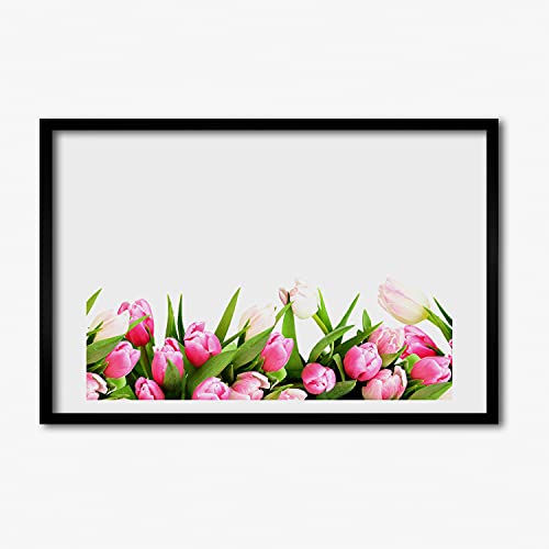 Cadre en bois moderne Tulup 60x40 avec tableau peinture décoratif de tulipes haute définition