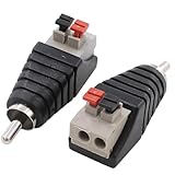 RCA to Speaker Wire Adapters 2 Pack - Spring Press Balun Phono Plug Connectors for CCTV, Home Audio & Subwoofer | Gold Plated RCA Male to AV Screw Terminal Adapter | Premium Audio Video Conversion