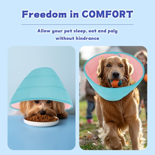 Image of Soft Dog Cone Collar After Surgery Alternative for Dogs to Stop Licking, Comfort Collars for Large /Medium /Small Pet, Adjustable Elizabethan Neuter Recovery E Cones of Shame Neck & Head Ecollars
