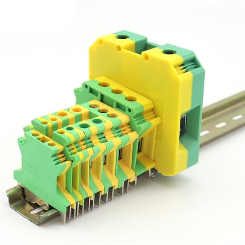 Conectores eléctricos de tierra para carril DIN, kit de 10 bornes tipo tornillo 22-2 AWG 3