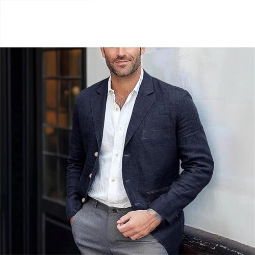 Men's Suit Blazer Linen Tuxedo Casual Groomsmen Business Casual Suits Coats4