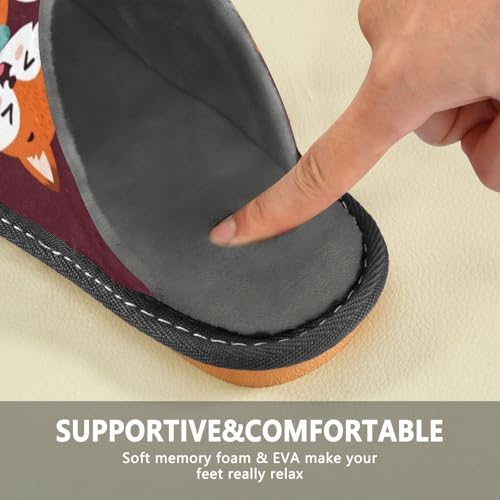 Slippers for Women Cute Foxes with Robot Soft Fuzzy Women's Slippers Indoor and Outdoor Shoes4