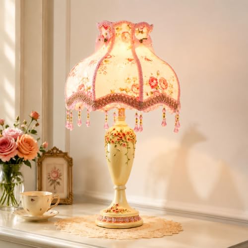 Pink Victorian Lace Flower Lamp