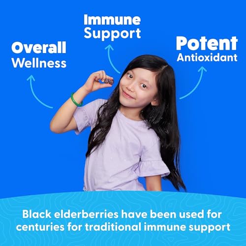Image of Feel Great Kids Elderberry Gummies with Zinc and Vitamin C | Immune Support Sambucus Elderberry | Berry Flavored Vegan Kids Multivitamins | 60 Day Supply