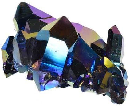 Quartz Cluster Arkansas Mineral Specimen Rainbow Flame Aura Titanium Coated USA 1 Inch