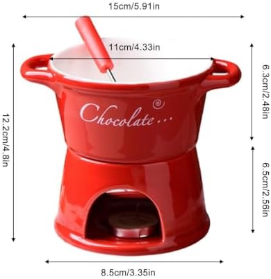 Ceramic Fondue Cup, Butter Warmer with Fork, Smooth Melting