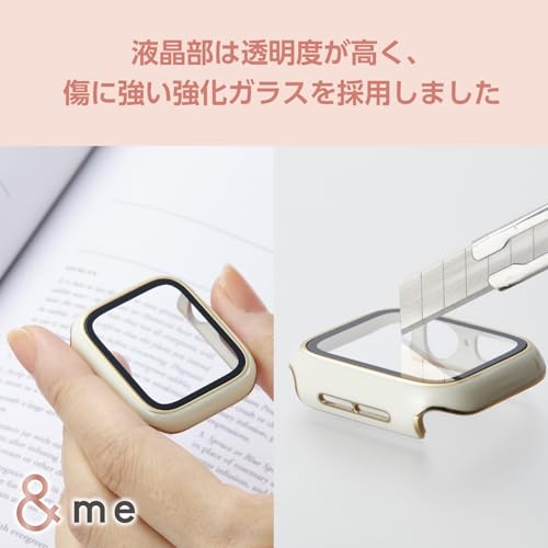 エレコム Apple Watch ケース [40mm] SE(第2世代)/SE/Series 6/5/4 フルカバーケース ＆me プレミアムガラス ゴールドライン ホワイト AW-23EFCGJWH