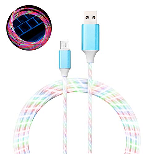 6FT Micro USB Cable,LED Light up USB Charging Cord with Color Changing Flowing Lights (Color Change Light-Micro)