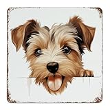 targa decorativa in metallo biewer terrier, decorazione da parete per sala da pranzo, interni e ufficio, arte 3d, ritratto artistico con cani di animali domestici, poster artistico regalo per
