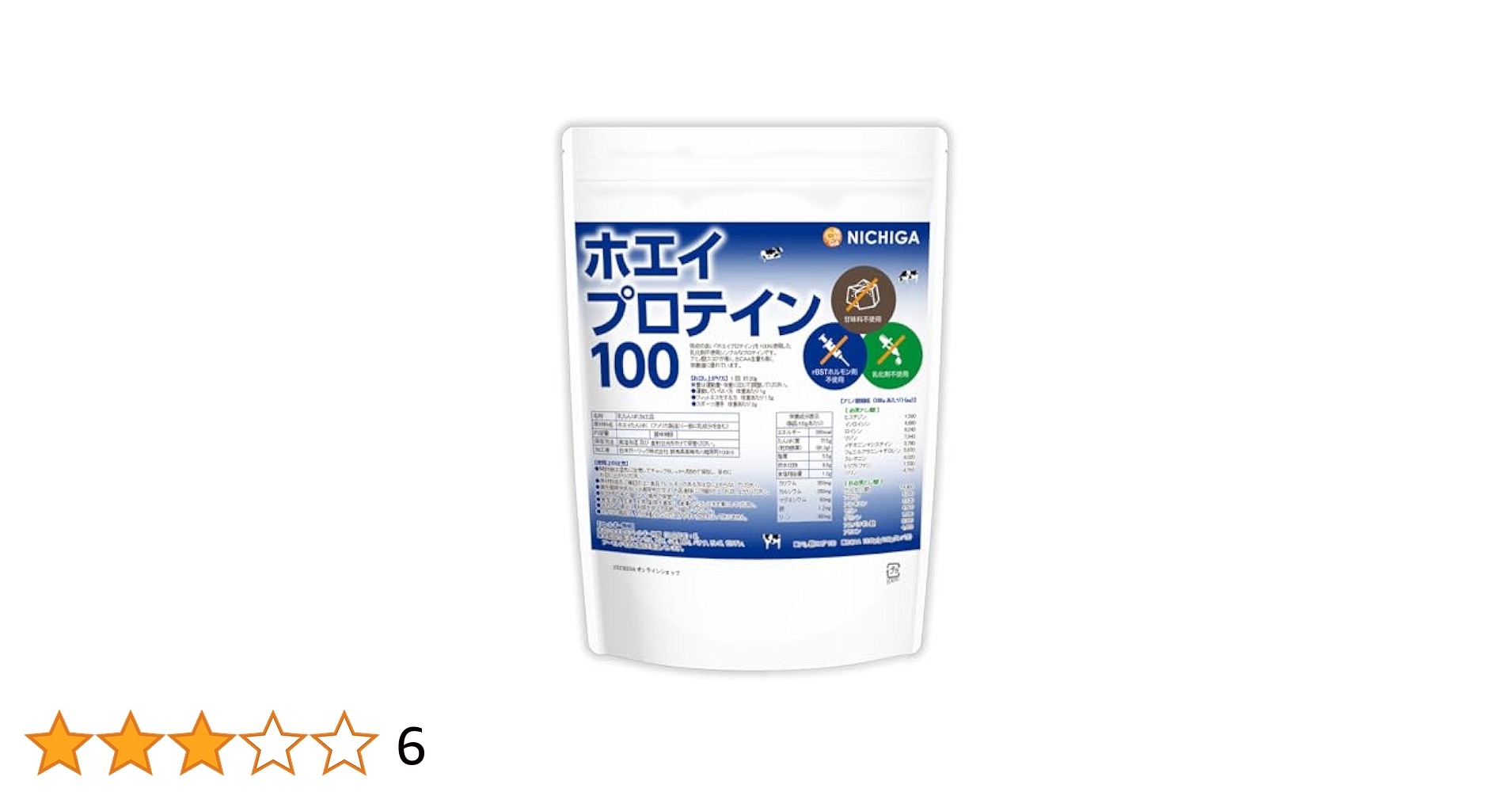 Amazon.co.jp: NICHIGA Whey Protein 100, Plain Flavor, 17.6