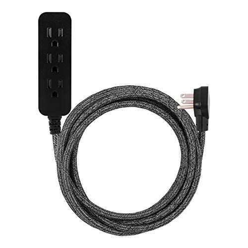 Cordinate 3-Outlet Power Strip Extension Cord with Multiple Outlets 15 Ft Braided Long Cord...