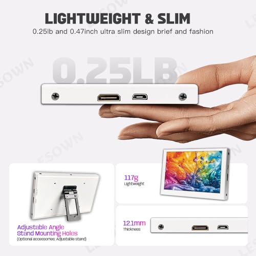 Image of 5 Inch Mini Secondary Display 800x480 IPS LCD Small Auxiliary Monitor Portable Screen for PC Laptop Raspberry Pi Xbox Switch Windows White Aluminium