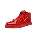 Men Fashion Sneakers for Men High Top Lace-up Shiny Shoes for Motorcycle Metallic Sneakers Sequin