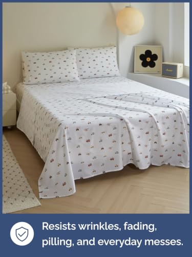 Image of Kids Queen Size Car Bed Sheets - 4 Piece Kids Car Sheet Set - Speedy Vehicle Bedding - Ultra-Soft, Cute & Cozy - Breathable & Machine Washable - Wonderful Fun Bed Set for Boys, Girls, Teens & Toddlers