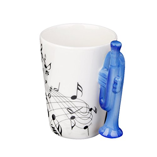 Preisvergleich Produktbild Musik-Becher Mit Trompetenförmigen Griff Porzellan Tasse Schwarzen Note