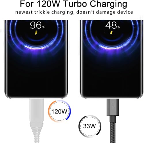 120W USB Typ C Ladekabel für Xiaomi 15 14 13 Lite/13 Pro/12T/12 12X/11T 10T,Redmi Note 14 13 11 Pro+ 5G/11 Pro/10 9 Pro 11S/12 A5,Poco X7 Pro/X6 X5 X4/F7/F6,6A Turbo Charge Kabel 1.8M Schnellladekabel