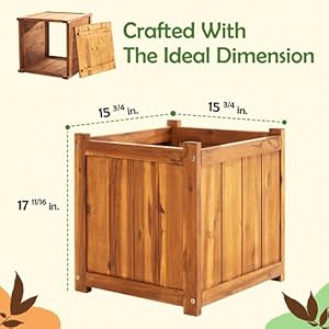 Idzo Set of 2 Hardwood Outdoor Flower Box, Durable Acacia Wood Flower Boxes for Outdoor Plants with Ergonomic Handles, Drainage Holes, Multiple Sizes Wood Bucket Planter for Home Décor Idzo Set of 2 Hardwood Outdoor Flower Box Durable Acacia Wood Flower Boxes for Outdoor Plants with Ergonomic Handles Drainage Holes Multiple Sizes Wood Bucket Planter for Home Decor