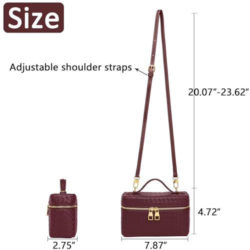Image of Trendy Shoulder Bags for Women Mini L19 Square Box Satchel Bag Cute PU Leather Crossbody Purse with Adjustable Strap