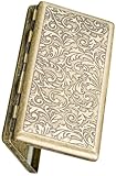 Cigarette Case Victorian Style Metal Holder for Regular, King and 100's Size Pocket Protective Security Wallet (Flo-S100, Antique Brass)
