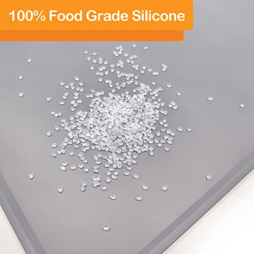 Kvk 39.4 By 29.5In Xxxl Pet Feeding Mat - Silicone Placemat For Dog And Cat Food Water Bowl - Pet Dish Tray Protect Wooden Floor Non Slip Waterproof Anti-Bite - Cool Grey #TOP5