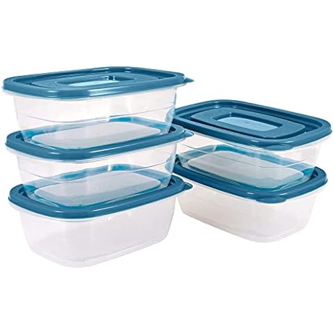EFISH Rectangle Plastic Portion Box Sets with Lids.Food Storage Box,Container Sets,Food Storage,Food Containers,Cereal Containers,use for School,Work and Travel,0.53 quarts(500ML) per Box,Set of 5 Cover