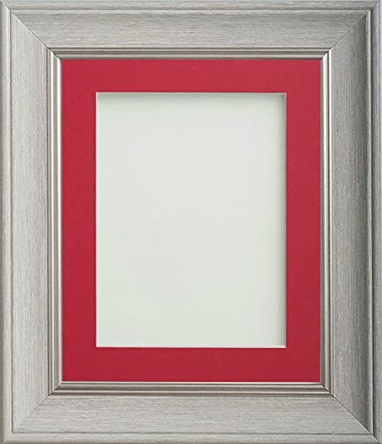 Frame Company Drummond Pale Grey Photo Frame, Red Mount, 20x10 for 18x8 inch, fitted with perspex