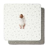 Fortella Tappeto Gioco Bambini 120x120cm, Tappeto Neonato Pieghevole Morbido & Antiscivolo, per Gattonamento & Tummy Time, Tappeti per Neonati Lavabile con Design Elementi Oceanici 0-3-6 mesi (Bianco)