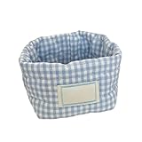 Cesta de almacenamiento de tela de estilo vintage, organizadores que ahorran espacio, perfecta para espacios pequeños, dormitorio, aparador, vehículo, interior, guinga, decoración del hogar