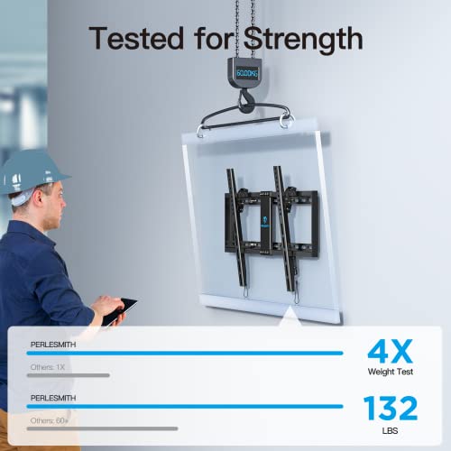 Perlesmith Tv Wall Mount For Most 37-82 Inch Tvs Fits 16”/18”/24” Wood Studs, Tilt Wall Mount Tv Bracket Up To 132 Lbs, Low Profile Flat Tv Mount With Max Vesa 600X400Mm, Psltk1 #TOP1