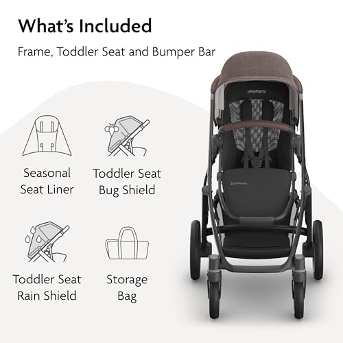 UPPAbaby Vista V3 Convertible Single-to-Double Stroller for Baby & Toddler, 30+ Configurations, Car Seat Compatible, All-Wheel Suspension, XL Basket – Owen (Mocha Mélange/Carbon Frame) by UPPAbaby - Image 8