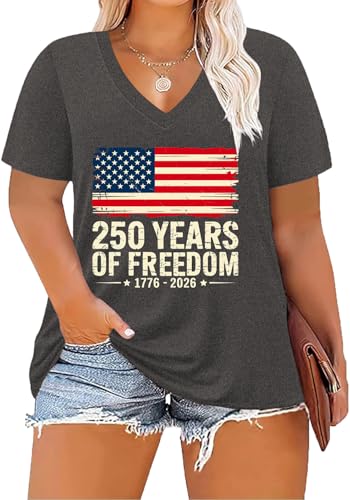 Image of ForHailey Women's Plus Size Short Sleeve Tee Shirt V Neck Basic Ladies Loose Fit T Shirt 1X-5X