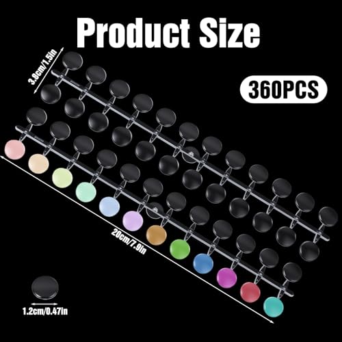 360 Pcs Round Nail Polish Swatches Dots, Clear Nail Swatches for Gel Polish, Nails Color Display Tips with Adhesive Stickers, Nails Swatch Book for Polishes DIY Training Practicing Displaying