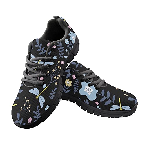 Chaussures de course homme avec imprimé floral libellule pour entraînement de fitness au quotidien
