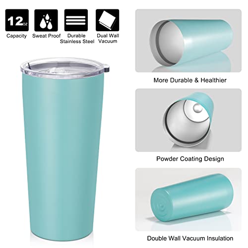 Image of VEGOND 20oz Tumbler Bulk with Lid and Straw 12 Pack, Stainless Steel Vacuum Insulated Tumbler, Double Wall Coffee Cup Travel Mug, River Green