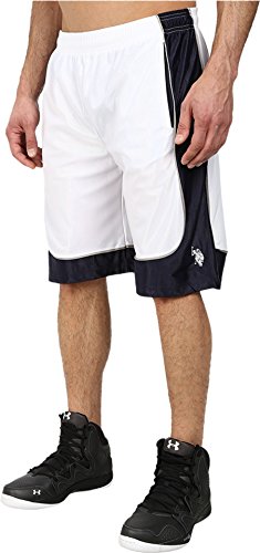 U.S. Polo Assn. Men's Athletic Short with Dazzle Side Panel, White, Large