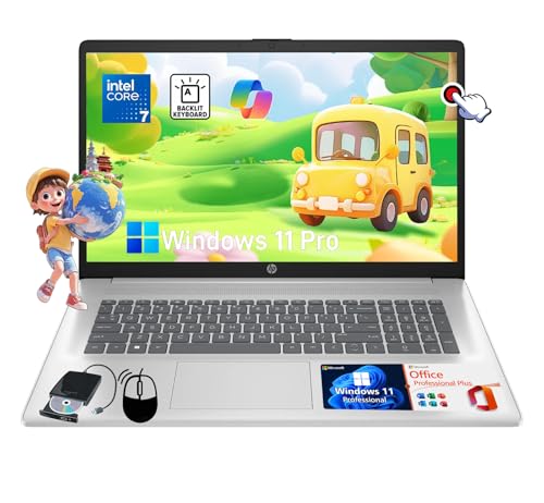 HP フラッグシップ 17インチ タッチスクリーンノートパソコン - Office Lifetime、Intel 10-Core 7 150U(最大5.4GHz)、17.3インチHD+、バックライトキーボード、Copilot、長寿命、Windows 11