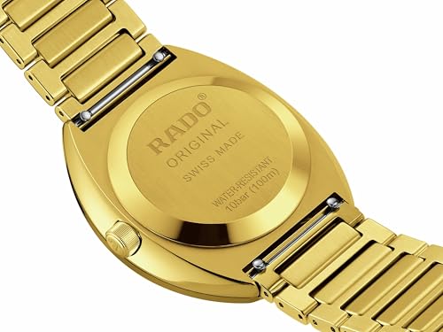 Rado - DiaStar Original Automatic - Men - Swiss Watch - Ultra-Shiny Yellow Gold couloured Ceramos and PVD Coated Stainless-Steel Case - Sapphire Crystal and Eleven Red Cubic Zirconia Dial - 80 hours of Power reserve - Automatic - 38 mm - Water Resistant down to 100 M4