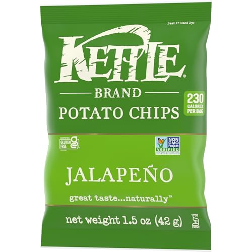 Image of Kettle Brand Potato Chips, Jalapeno Kettle Chips, Snack Bag, 1.5 Oz (Pack of 24)