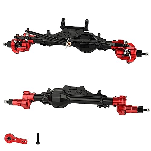 ZXYRC CNC Aluminum Complete Front Rear Portal Axle for 1/10 RC Crawler Axial Wraith 90018 RR10 90048 0301 Upgrades (red)