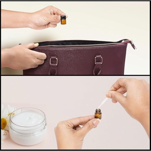 YOYEAH 25 Stücke 2ml Braune Leere Glasflaschen für Ätherische Öle mit Tropfer, Mini Glasflasche zum Befüllen, Roll on Flasche Leer, Aromatherapie-Flasche, Ätherische Öle Zubehör.