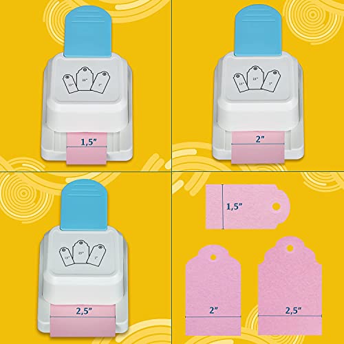 Craft Tag Punch - 3 In 1 Gift Tag Paper Punch Small Hole Punch, For Paper Crafting Scrapbooking Cards Diy Arts Crafts, Small Hole Card Making Supplies (1.5/2/ 2.5 Inches) #TOP4