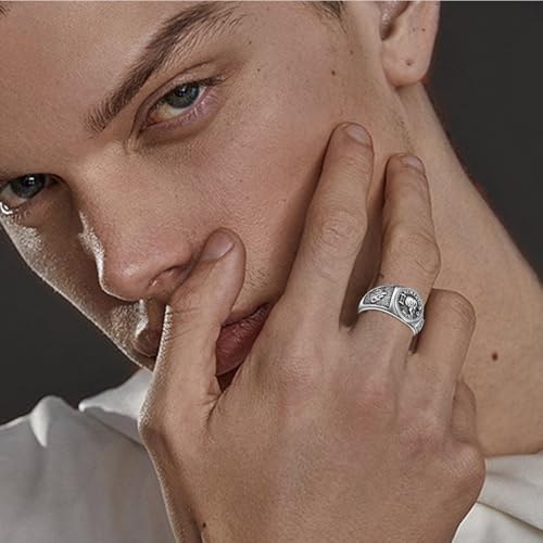 PELOVNY Memento Mori Signet Rings 925 Sterling Silver Gothic Skull Ring Stoic Momento Mori Jewelry Gifts for Men Women4