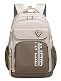 Amythe Mochila Instituto para Adolescentes Chico, Mochilas Escolares para Juveniles 10 a 18 Años con Tira Reflectante, Mochilas Grande Impermeable para Viagem, Diário, Escolar, Caqui