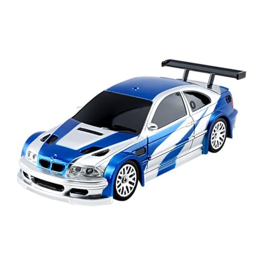 HERR RC Electric Mini Racing Drift Car Model 1:43 Scale 2.4G Full Scale Linkage Light Set Max Speed 15km/h Indoor Mini RC Toys Hobbyist Gift Black White (RTR Version/Blue & White)