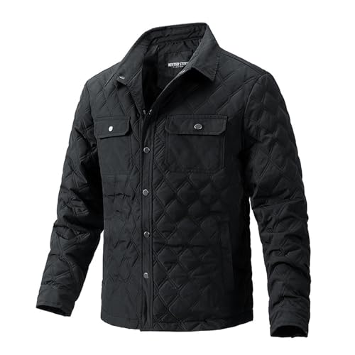 Zeiyignr Mens Quilted Barn Jacket Winter Button Down Lightweight Warm Padded Coats Casual Trucker Jackets Outwear with Pocket2